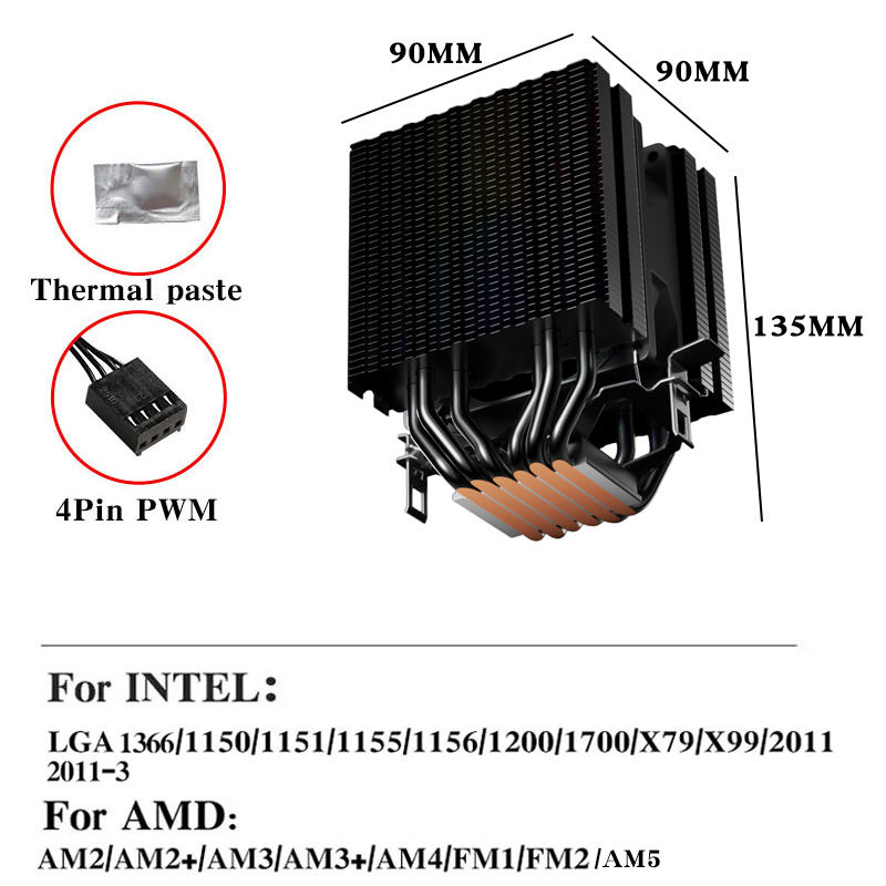 6 тепловых трубок Процессорный – обзор и цена Air Cooler Cpu